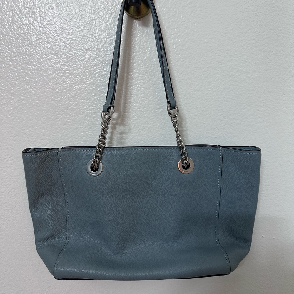 Coach Blue Leather Tote Bag - Picture 2 of 11